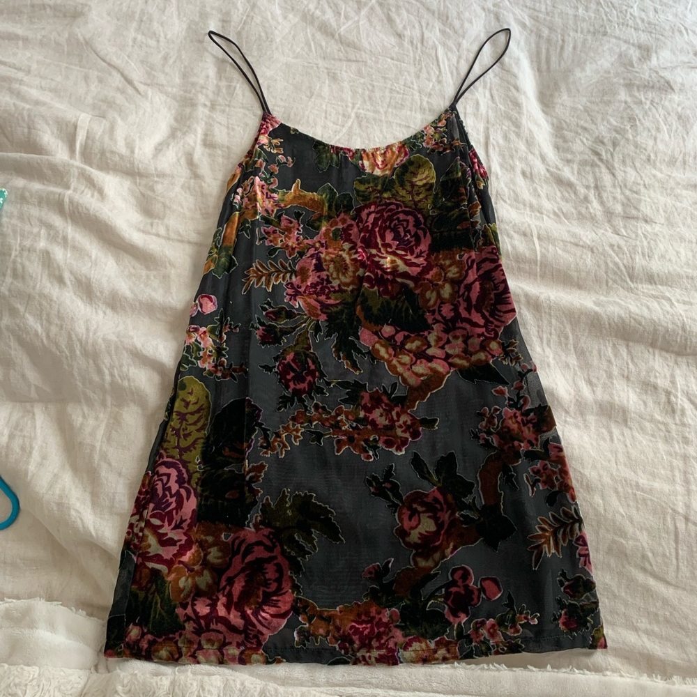 Free people floral slip dress with mesh size small